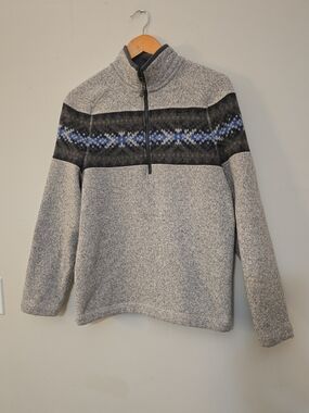 Koppen Men's Quarter-Zip Heathered Gray Pullover Sweater